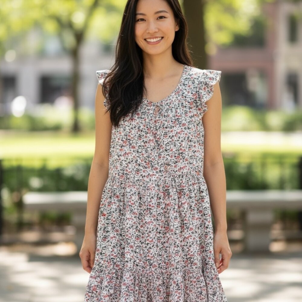 532 WOMENS 1XL IVORY FLORAL MINI DRESS BY HAYDEN